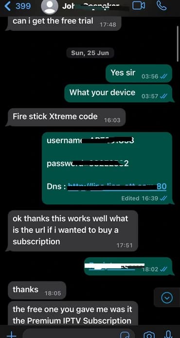 Customer testimonial WhatsApp message
